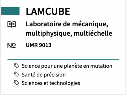 LAMCUBE Mechanics, Multiphysics and Multiscale Laboratory UMR 9013 #Science for a changing planet #Precision health #Science and technology