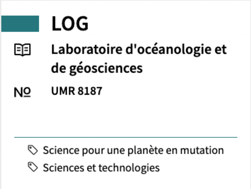 LOG Laboratoire d'océanologie et de géosciences UMR 8187 #Science pour une planète en mutation #Sciences et technologies